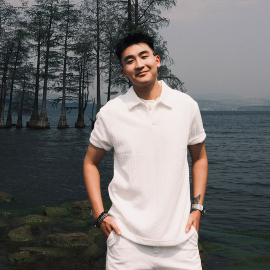 SANBAI 叁佰【态度】白色针织polo衫男夏季翻领休闲美式高级短袖