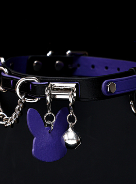 Puppy原创真皮铃铛项圈女m刻字吊牌choker颈圈脖圈骨头拼色男项链