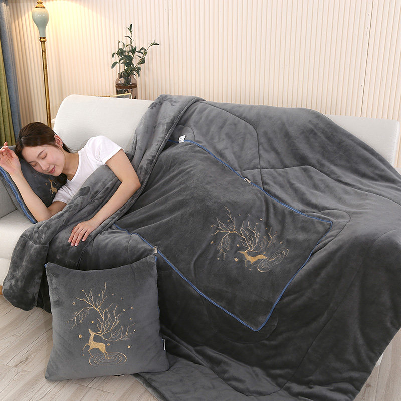 加厚双面牛奶绒办公午睡车载靠垫一枕两用加大号可以机洗不掉毛,淘宝优惠券,粉丝福利购,淘宝优惠卷