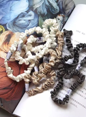 重磅真丝发圈桑蚕丝护发不勒头发皮筋缎面出口小肠百搭头绳简约