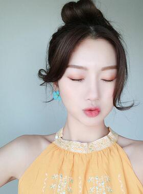 网红花瓣耳钉小饰品花朵时尚黄色粉色耳环今年流行蓝色玫红色淑女