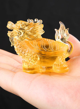 古法琉璃龙龟摆件马年高端工艺品吉祥物办公室家居富甲四方装饰品