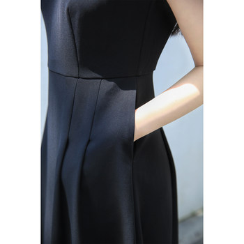 Rongmei elegant classic black hepburn style little black dress acetate high-end dress ຂອງແມ່ຍິງ summer