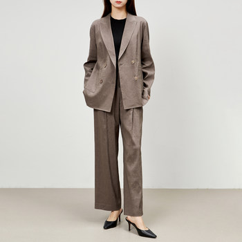 ນຳເຂົ້າ linen stretch + viscose Quiet luxury casual series baseball uniform/suit/pants