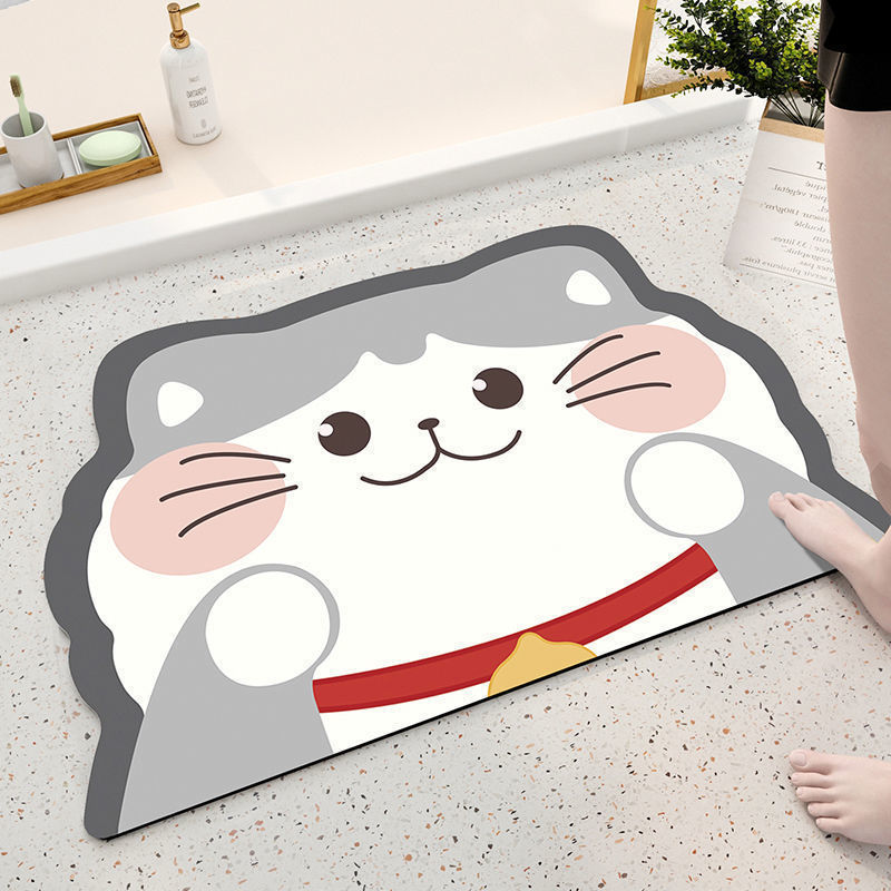浴室防滑地垫硅藻泥吸水防滑垫熊猫卡通厨房卫生间入门垫可擦免洗