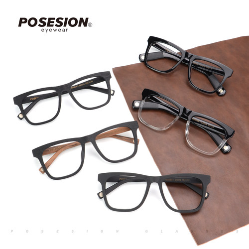 POSESION复古大框眼镜框板材眼镜男宽脸近视眼镜架半透明眼镜框女 - 图2