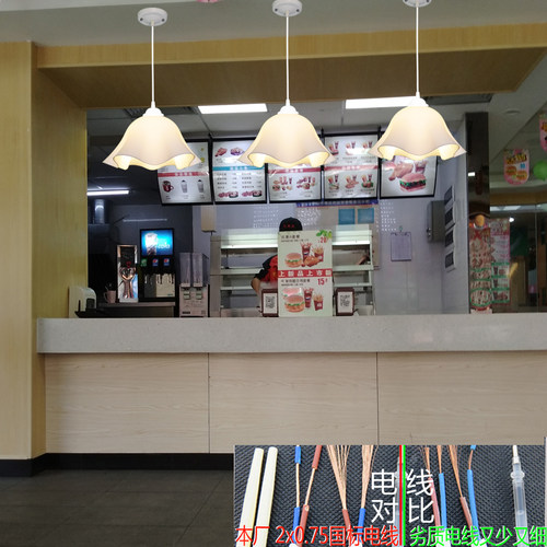 简约咖啡厅吧台单头宾馆吊灯时尚莲花形服装美发店铺装修彩色吊灯 - 图1