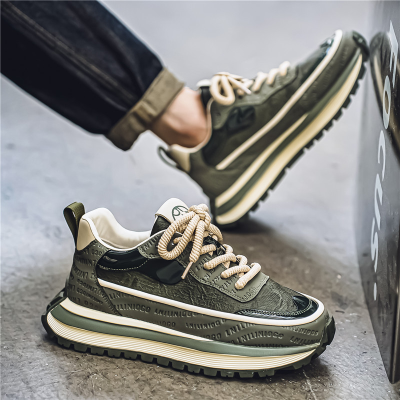 男鞋2025新款秋季潮牌百搭厚底休闲跑步鞋青少年增高运动老爹潮鞋 - 图3