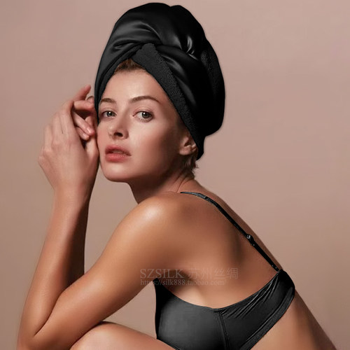 女高颜值真丝干发帽22姆米加厚超吸水速干长发短发护发帽包头巾套 - 图3