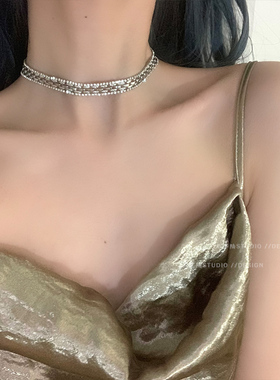 高级锁骨链锆石项链项圈脖子颈链