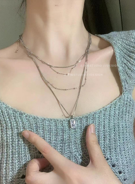高级感银项链女小众设计