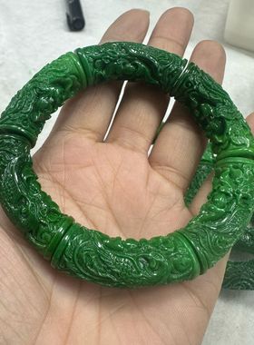 翡翠干青新中式雕刻手串