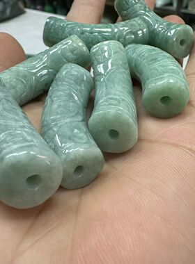 天然翡翠如意弯管毛衣链吊坠