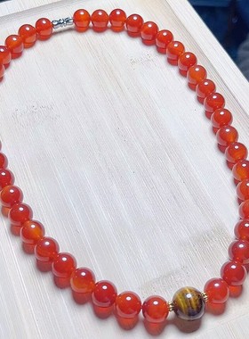 玉阅珠宝红玛瑙虎鲸石百搭手链