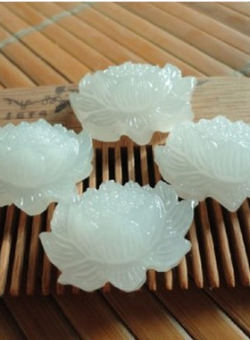正品阿富汗玉雪莲花吊坠新款精美莲花项坠手工DIY饰品配件新品实