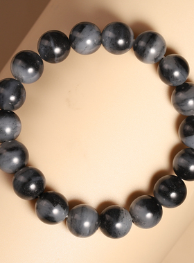 青花籽料和田玉圆珠手串