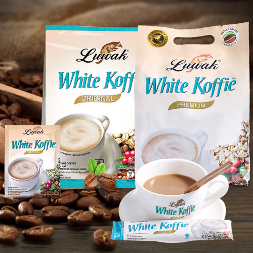 Luwak猫斯露哇印尼进口白咖啡 饮料速溶咖啡5分甜400g+3分甜400g - 图0