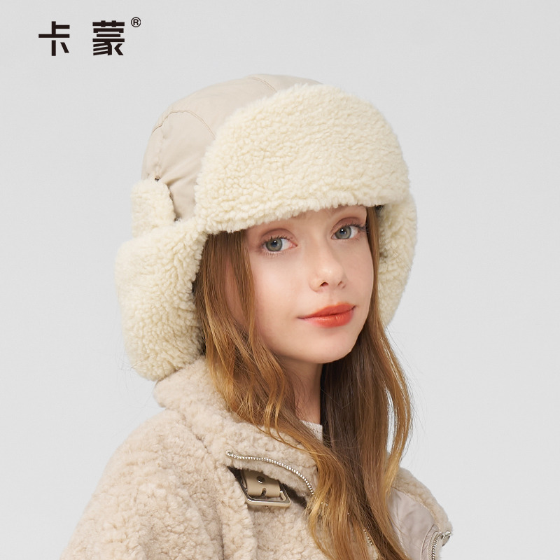 卡蒙加绒保暖毛绒护耳三防雷锋帽女骑电动车防风防寒飞行员棉帽冬