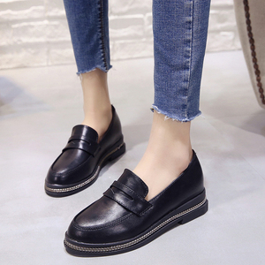 韩版百搭中一脚蹬小皮鞋