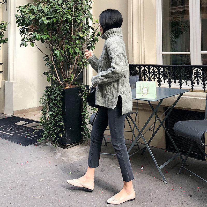 烟灰色加绒秋冬小个子2021子牛仔裤 莎塔俪牛仔裤