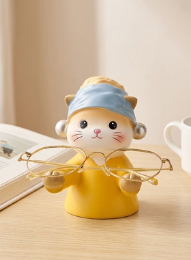 可爱猫咪树脂眼镜架桌面摆件
