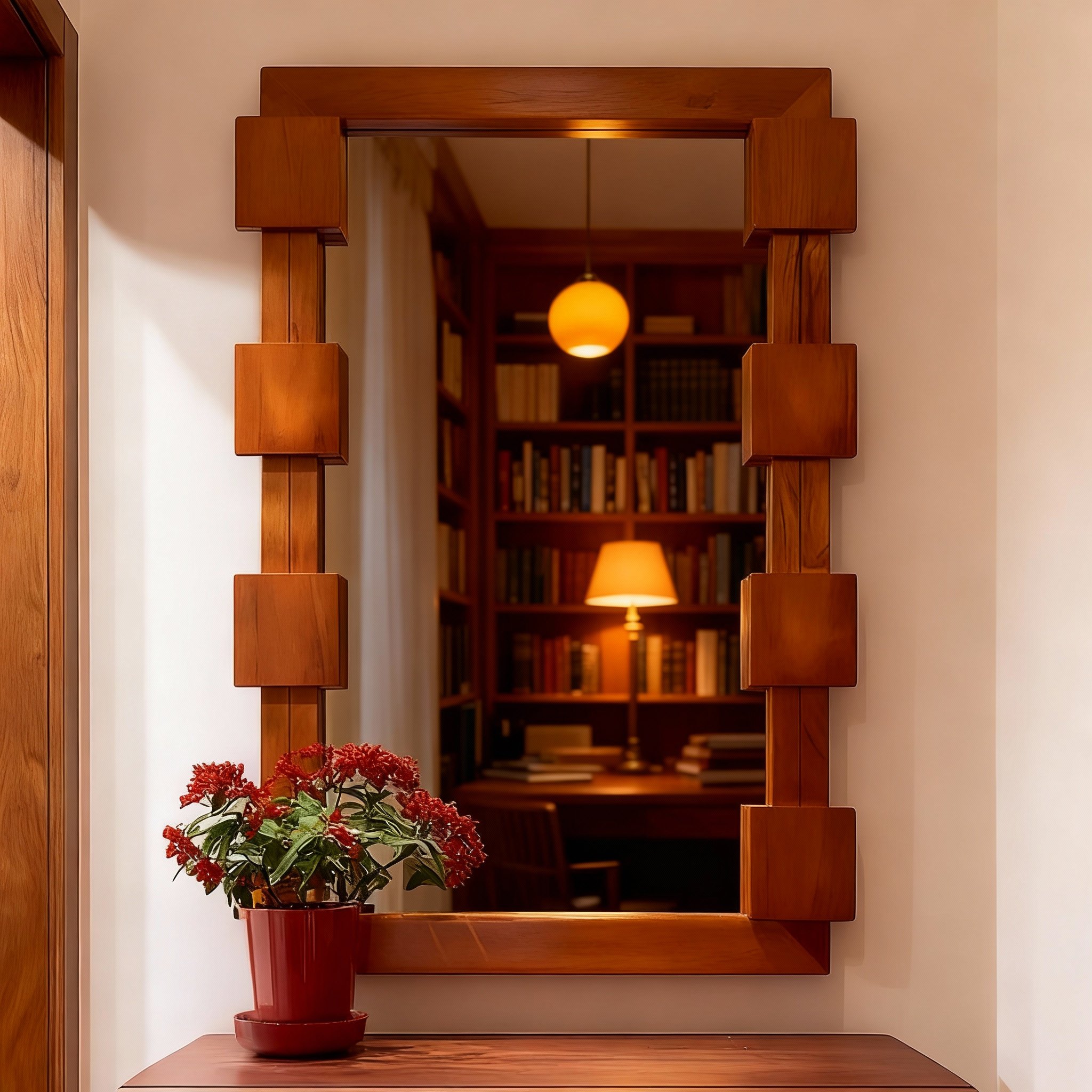 简约现代木质边框镜面画玄关装饰画几何立体造型轻奢风,淘宝优惠券,粉丝福利购,淘宝优惠卷