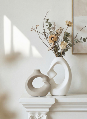 知南艺术 | 侘寂风艺术陶瓷花瓶摆件客厅插花电视柜装饰品高级感