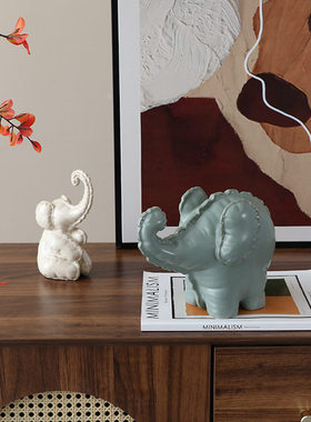 现代轻奢陶瓷大象摆件