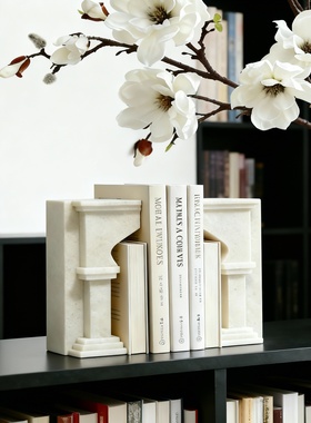 新古典石材建筑雕刻书挡摆件