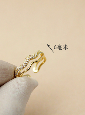 轻奢镀14k真金ins开口可调节戒指