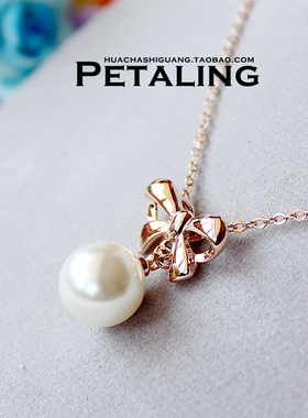 日系珍珠镀18k玫瑰金约会锁骨链