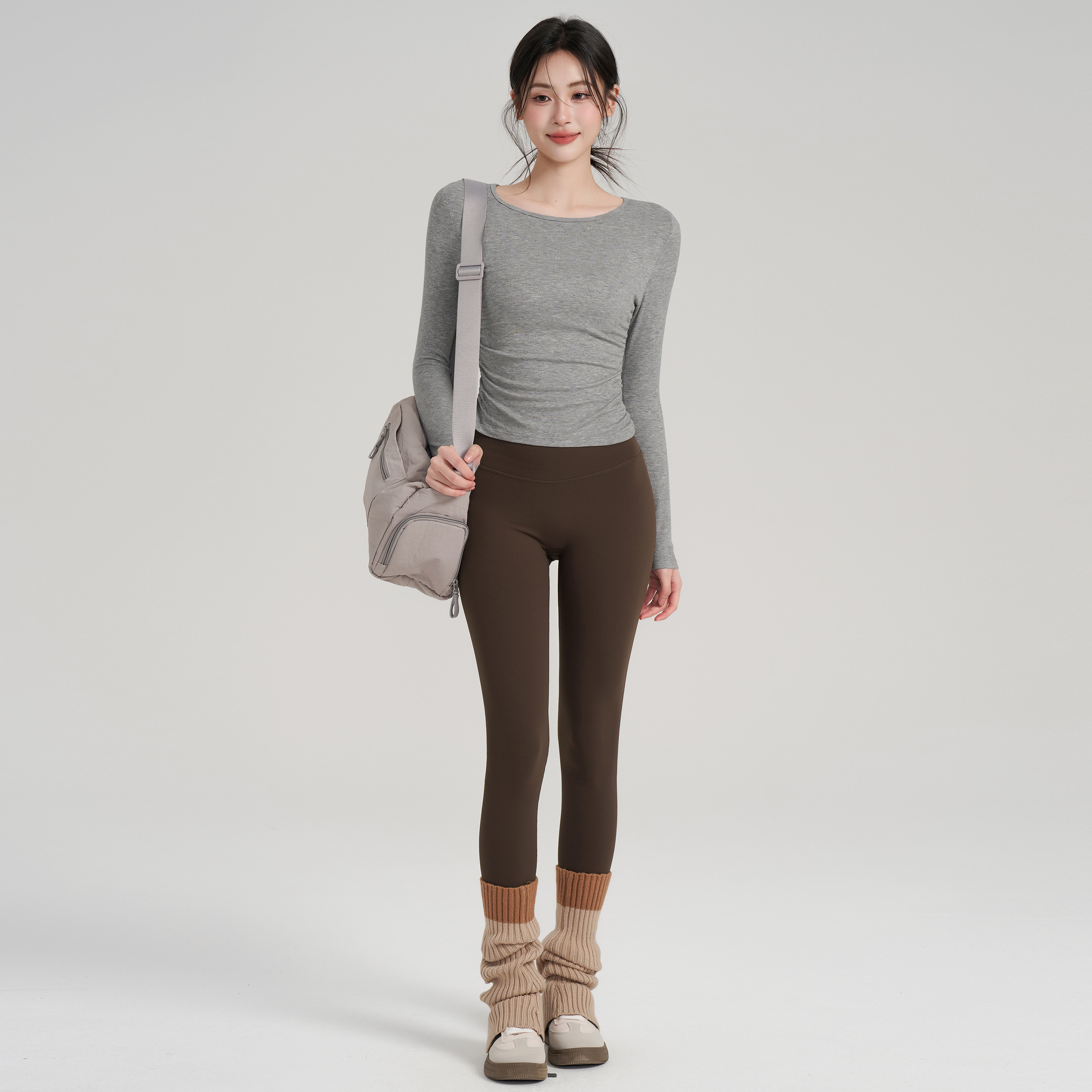 岚纹圆领瑜伽服女亲肤运动上衣T恤收腰拉提训练跑步健身长袖秋冬,淘宝优惠券,粉丝福利购,淘宝优惠卷