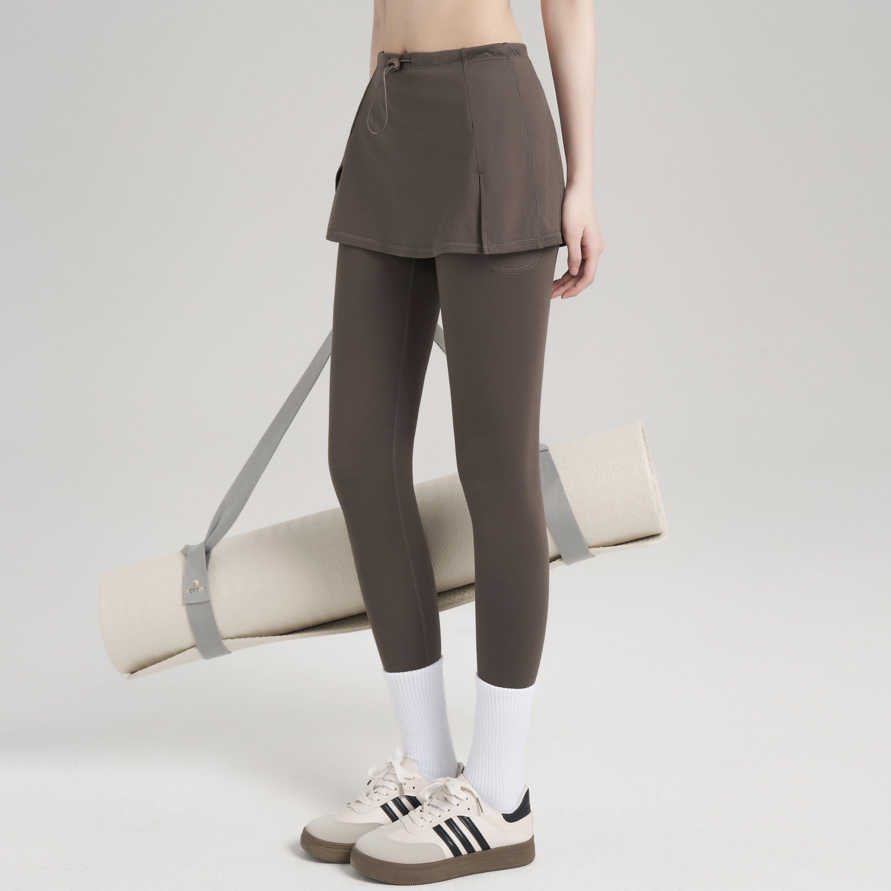 岚纹加绒瑜伽裙裤女显瘦健身裤高腰保暖假两件跑步运动长裤秋冬款,淘宝优惠券,粉丝福利购,淘宝优惠卷