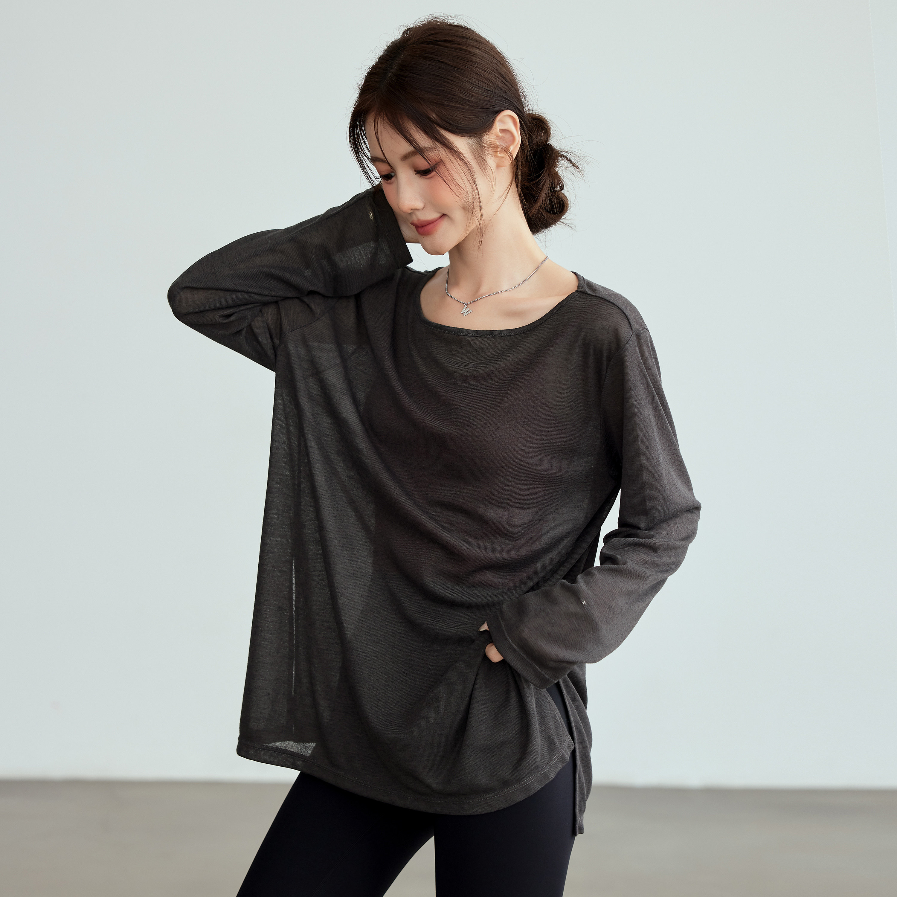 岚纹运动上衣女秋冬新款宽松显瘦瑜伽服健身服跑步训练服长袖T恤,淘宝优惠券,粉丝福利购,淘宝优惠卷