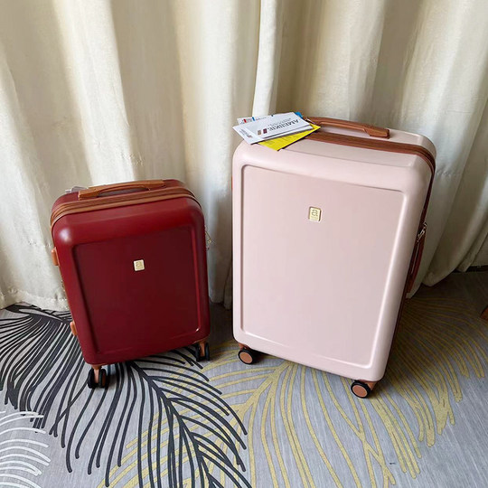 出口PC复古女行李箱20双内饰登机密码箱24结婚陪嫁红箱静音万向轮