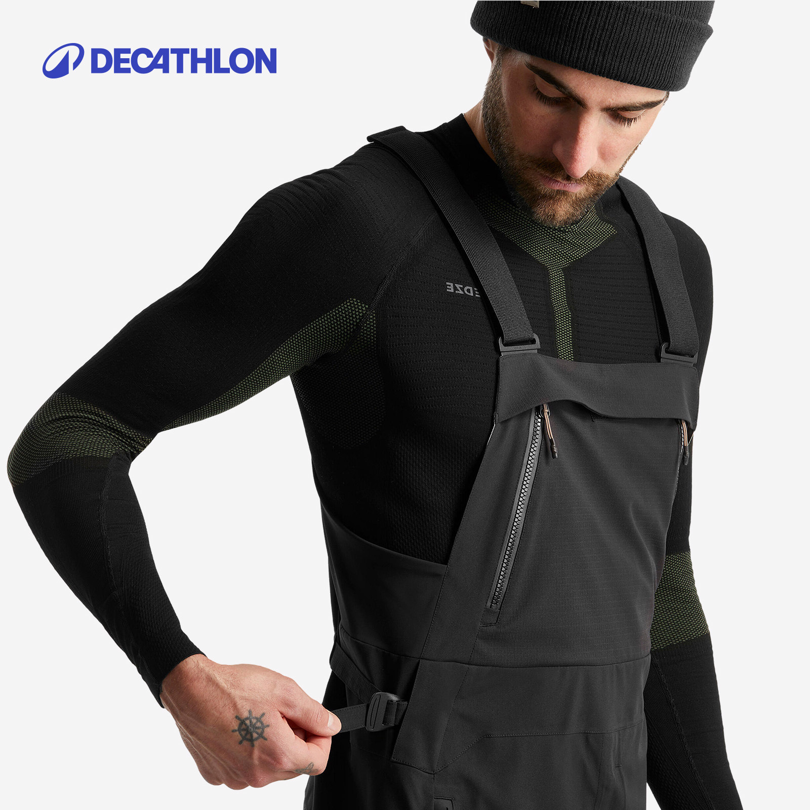 迪卡侬滑雪背带裤男女款单板专业防风防水户外连体滑雪裤OVW3,淘宝优惠券,粉丝福利购,淘宝优惠卷