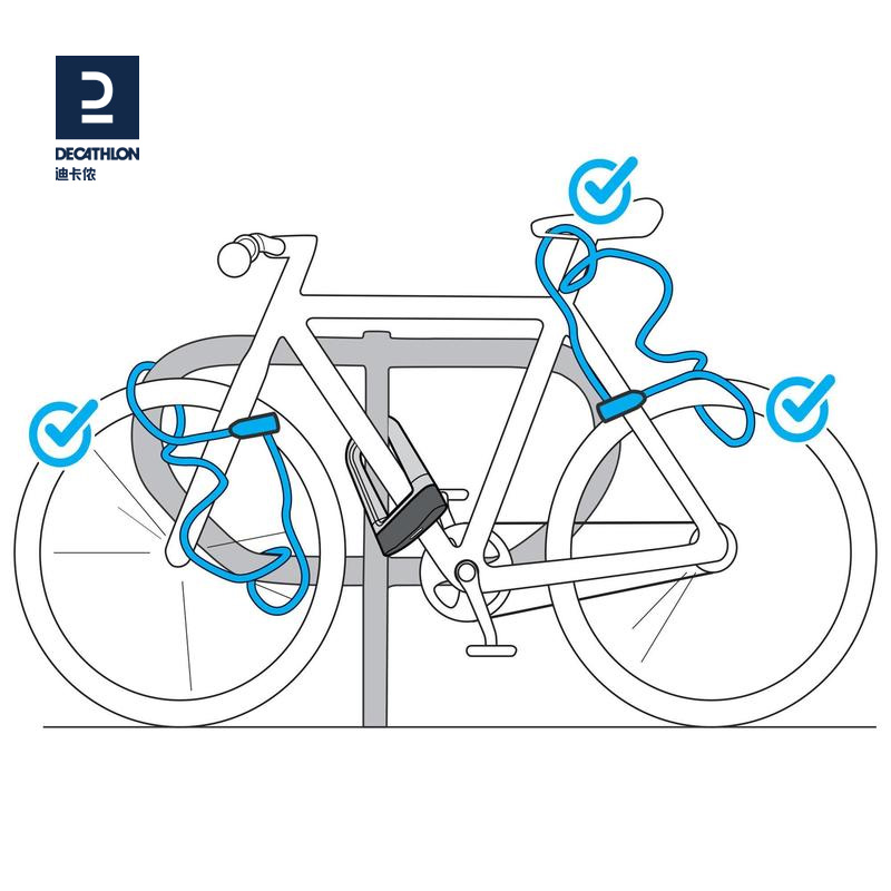 迪卡侬山地自行车锁防盗锁密码锁钢缆锁自行车配件OVB2-图2