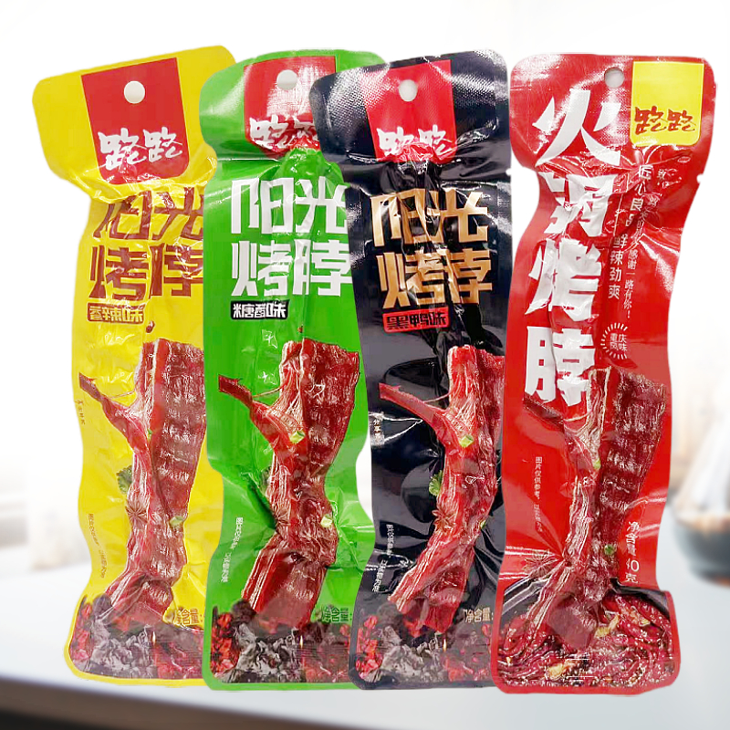 路路阳光烤脖40g*30香辣黑鸭火锅糖醋味湖南特色小吃烤鸡脖子零食 - 图0