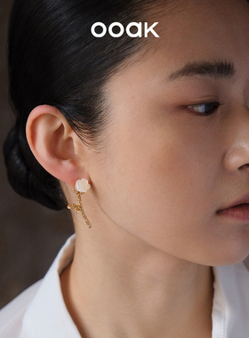 OOAK玫瑰诗人玫瑰耳钉耳夹项链珍珠耳钉气质款原创设计耳环饰品