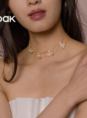 OOAK界格列维斯蕾丝裙摆系列精美双层裙摆锁骨链多花气质婉约项链