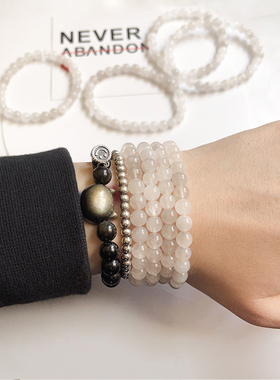 女款水晶奶白色奶油风手链