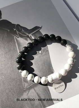 blacktoo黑白ins风925纯银手链