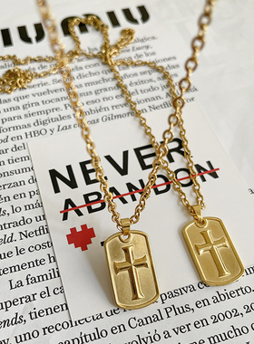 钛钢情侣款项链十字架项链