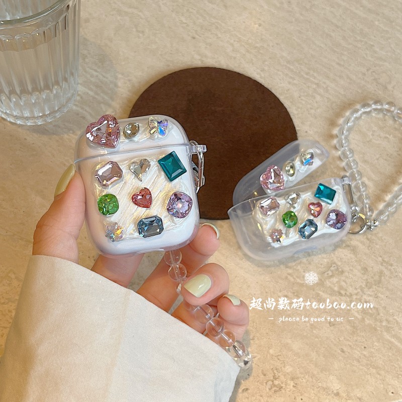 彩色水钻适用漫步者花再zeroClip耳机evoair保护套AirX comfoClip lollipro3 atombudsplus fitbudsPro蓝牙壳 - 图2