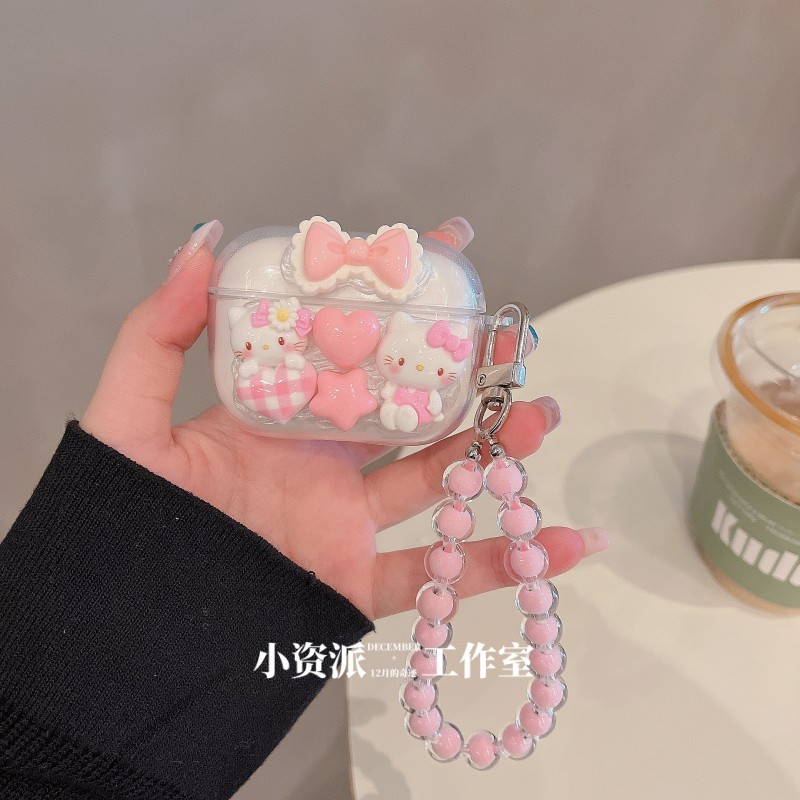 粉色Kitty猫适用联想LP25保护套EA110蓝牙无线耳机套LP2pro耳机壳lp5pro软壳LP23可爱LP40女款创意卡通保护壳 - 图0