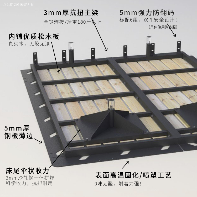 意式极简隐边主卧床 轻奢无床头悬浮床 悬空床亚克力带灯组装铁艺 - 图1