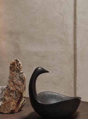 竹禅迹铜鹅摆件优雅天鹅家居