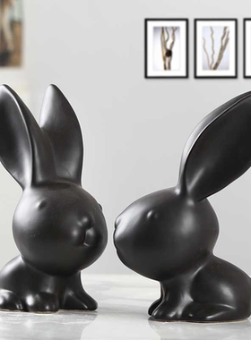 陶瓷萌兔房间小摆设摆件