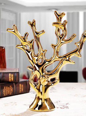 电视柜结婚礼物金银发财树工艺品