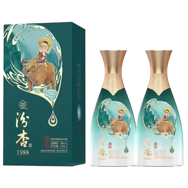 53度山西杏花村汾杏1988清香型白酒醇品475ml6瓶整箱装纯粮食白酒 - 图2